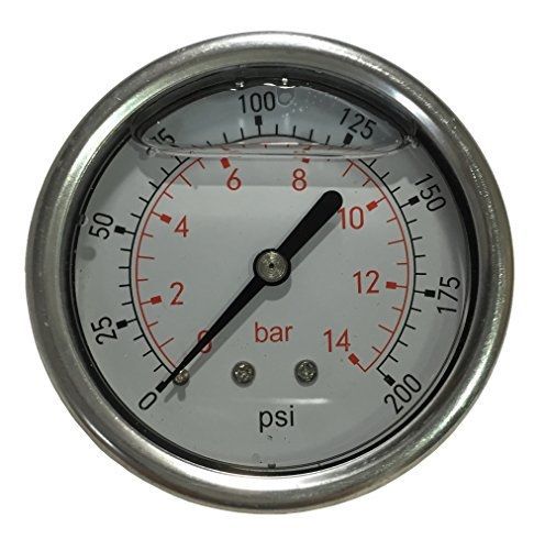 Pneumaticplus lfsb25-200 liquid filled pressure gauge wog- 1/4&#034; npt back mount - for sale