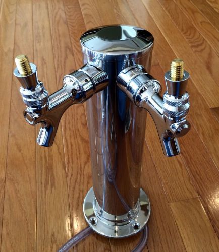 NEW MicroMatic 3&#034; Column Draft Beer Tower, Polished Stainless Steel- 2 Faucet