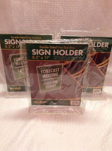 Nu-Dell 8.5 x 11 Inches  T-Shaped Sign Holder, Clear New Lot of 3 Free Shipping