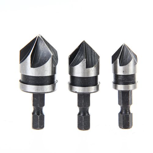 3x hex countersink bore boring set for wood metal quick change drill bit tools for sale