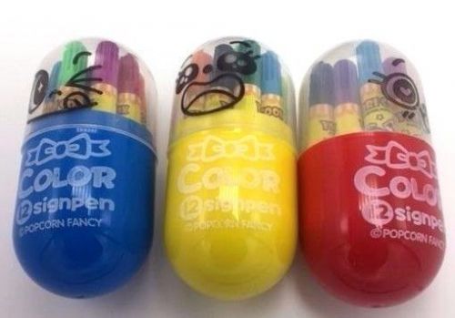 Pill Shape Cartoon Sign Pen Highlighter Pen 12 colors in 1 - 3 packs
