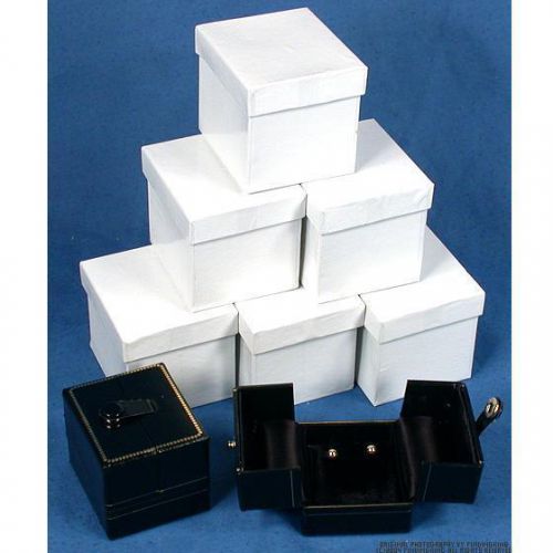 6 Black Earring Gift Boxes w/Snap Lids 2&#034;