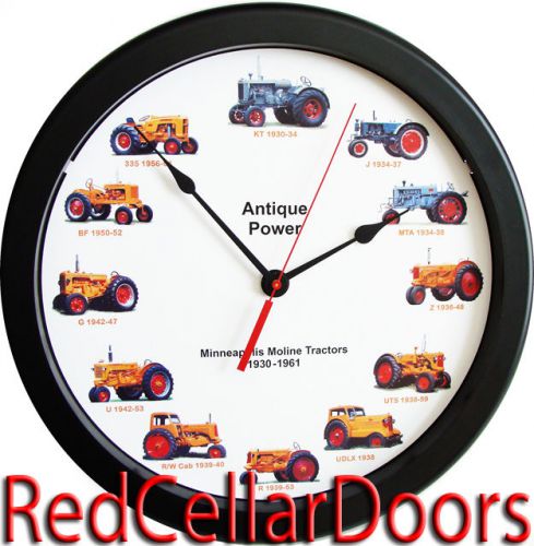 New MINNEAPOLIS MOLINE Tractors Wall Clock 12 Massive 14&#034;  Wheel Dial Clock