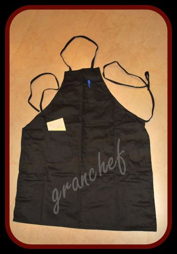 Apron / food service ~ full length bib style ~  black with 2 pockets new! for sale