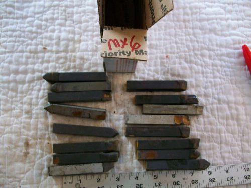 16 Assorted 1/2&#034; Square 3 1/2&#034; Carbaloy + Cemented Carbide Tipped Cutting Tools