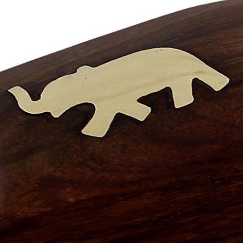Small Wooden Jewelry Box with Brass Elephant Inlay Beautiful Gifts for Women, X