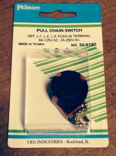 Pull Chain Switch - Off, L-1, L-2, L-3 Push-in Terminal - Philmore 30-9150 - NEW