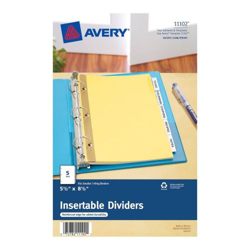 Avery Mini WorkSaver Insertable Tab Dividers 5.5 x 8.5 inches  5-Tab Set 1 Se...