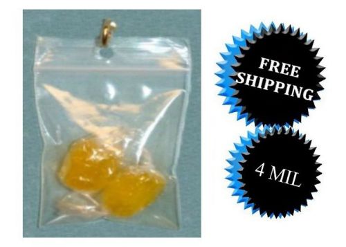 100 3&#034; x 5&#034; HANG HOLE ZIPLOCK RECLOSABLE CLEAR PLASTIC 4 Mil POLY BAGS