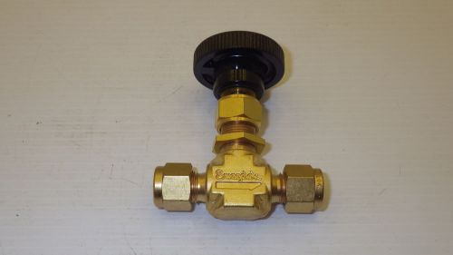 Swagelok b-1ks4  brass integral bonnet needle valve, 0.37 cv, 1/4&#034; od tube nnb for sale