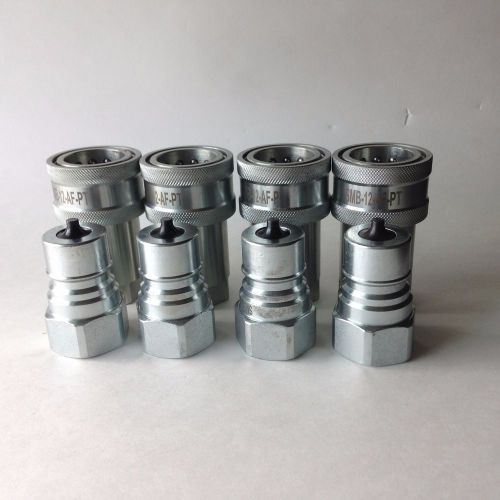 SMS Hydraulic Quick Disconnect Coupling , Steel, ISO 7241-1-A, 3/4&#034; NPT, 4 sets