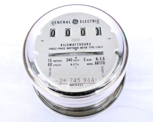 Vintage General Electric GE AR170 Single Phase Watthour Electrical Meter New!