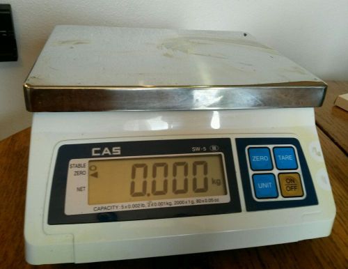 Cas sw-5 (iii) digital scale 10x0.005lb,5x0.002kg,5000x2g,160x0.1oz used for sale