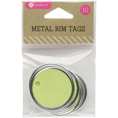 Metal rim tags 1.5 inch 10/pkg-green 729632166167 for sale