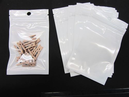 100 white mylar 3x5&#034; (8x13 cm) ziplock packaging bag/hang hole/clear front wl-2 for sale