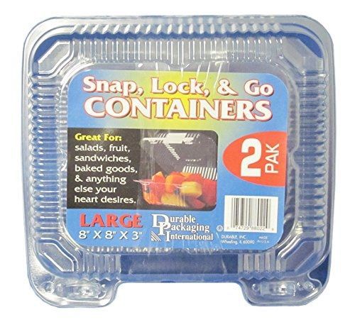 Durable Packaging PXT88022 8-Inch Square Plastic Hinge Container, 12 Packs of 2