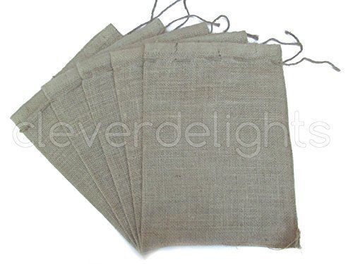 CleverDelights 10&#034; x 14&#034; Burlap Bags with Natural Jute Drawstring - 50 Pack - -