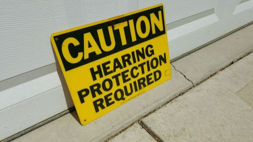Vintage Sign &#034;Caution Hearing Protection Required&#034; Industrial decorator display