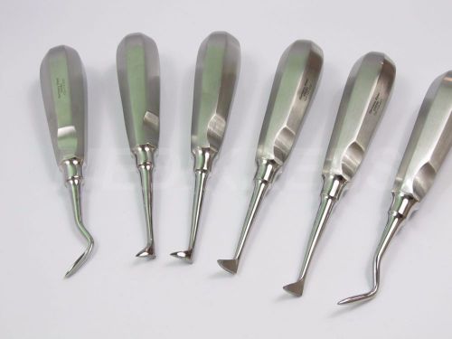 6 Dental Root Elevators Set German Steel KREBS