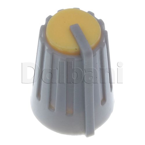 6pcs @$2 20-04-0014 New Push-On Mixer Knob Grey with Yellow Top 6 mm Plastic