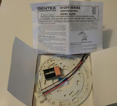 Gentex s1209 smoke alarm, 120v hardwired interconnectable photoelectric w/9v bat for sale