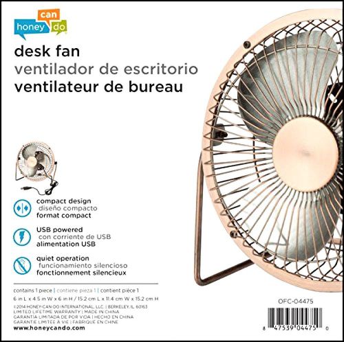 New Honey-Can-Do OFC-04475 Compact USB Powered Desk Fan, 6 x 4.5 x 6&#034;, Bronze