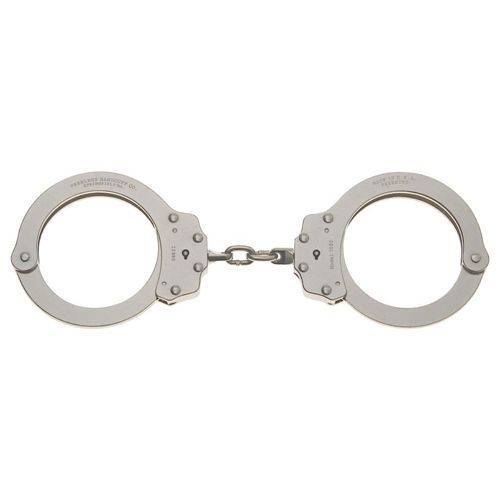 New in Box Peerless Oversized Chain Handcuffs Nickel 702C