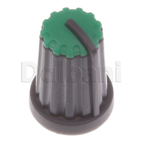 6pcs @$2 20-04-0010 new push-on mixer knob black with green top 6 mm plastic for sale