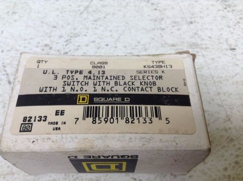Square D 9001KS43BH13 3 Position Maintained Selector Switch 9001 KS43BH13 New