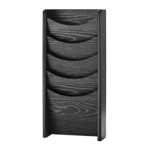 Buddy Product 5-Pocket Solid Oak Literature Display Rack in Black OS