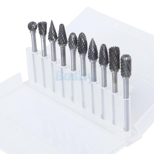 10x 1/8&#034; tungsten carbide cutter rotary burr set cnc engraving bit grinding 6mm for sale