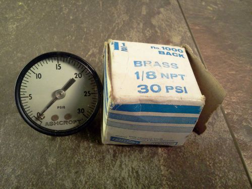 Aluminum ashcroft steampunk  0-30 psi pressure gauge with brass fitting - nos for sale