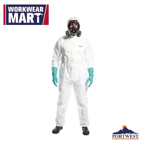 White disposable coverall sms type 5/6 bunny work suit hood lab portwest ust30 for sale