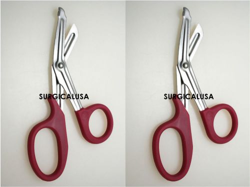 2 Universal Scissors 7.25&#034; Magenta Color Handle EMT NEW SurgicalUSA Instruments