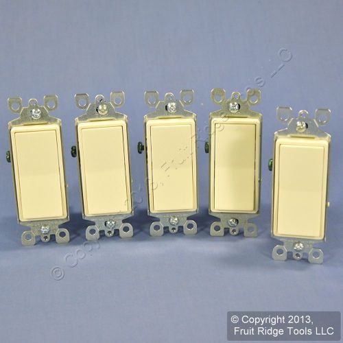 5 leviton almond decora 3-way rocker wall light switches 15a 5603-2as for sale