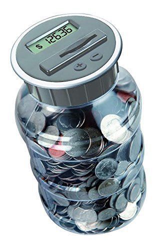 Digital Coin Bank Savings Jar by DE - Automatic Coin Counter Totals all U.S. and