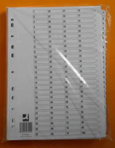 New Pack - A4 1-100 Subject DIVIDERS 100 Part Punched Manilla Index Tabs KF97059