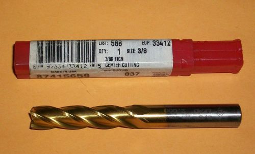 Cleveland 3/8&#034; End Mill HSS TiN Coated  4 Flute 3/8&#034; Shank LOC 1 1/2&#034; NEW