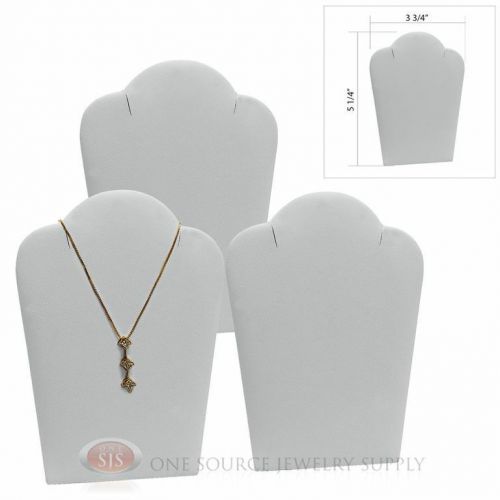 (3) 5 1/4&#034; White Leather Padded Pendant Necklace Display Easel Presentation