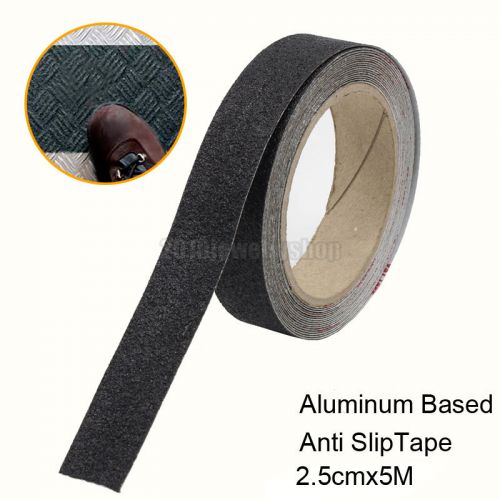Aluminum based anti slip non skid tape waterproof black 2.5cmx5meter(1&#034;x16.4ft) for sale