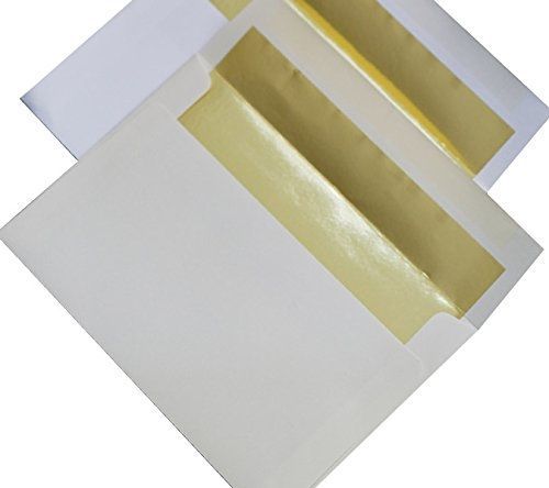 paper-papers A9 FOIL LINED Envelopes - SOFT White (80T) Envelopes with Gold Foil