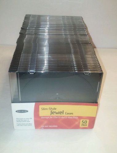 New 50 Pack BELKIN Slim Style Jewel Cases for CD’s DVD’s Hard Plastic CD DVD
