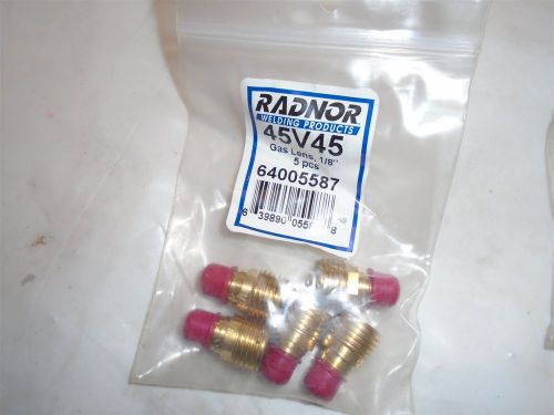 RADNOR 45V45 1/8 INCH SMALL TIG GAS LENS NEW (5-PACK) FREE SHIP IN USA