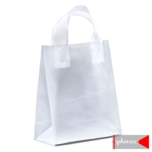 250 pcs Clear Frosted Loop Handle Plastic Shopping Bag NEW Xmas Gift