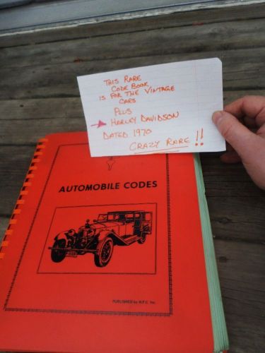 Very Rare Automobile Code Codes Key Book for Vintage Cars Plus Harley-Davidson
