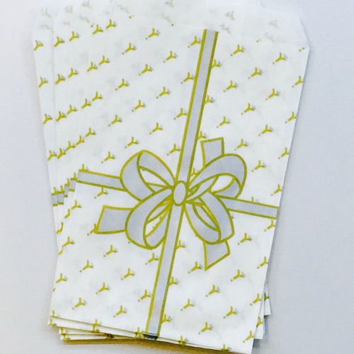 500 4x6 inch Ribbon Print Paper Merchandise Bags.