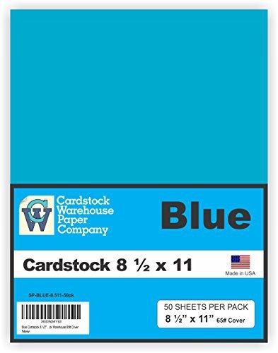 Blue cardstock 8 1/2&#034; x 11&#034; - 50 pack from cardstock warehouse 65# cover (medium for sale