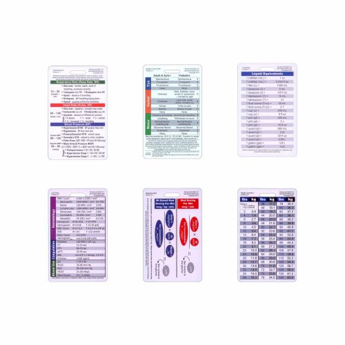 Mini Nurse Vertical Badge Card Set - 6 Cards - Pocket Guide ID Sheet RN Nursing