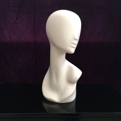 18&#034; Fiberglass Cute Matt White Female Mannequin For Display Wigs Hats Headsets