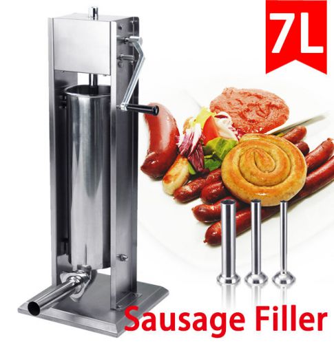 Commercial Stainless Steel 7L Sausage Stuffer 20lbs Industrial Deluxe Two Speed